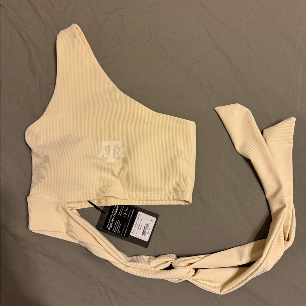 Texas A&M One-Shoulder Bikini Top - Cream